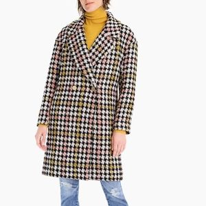 J. Crew Collection Multicolor Houndstooth Wool Blend Coat
